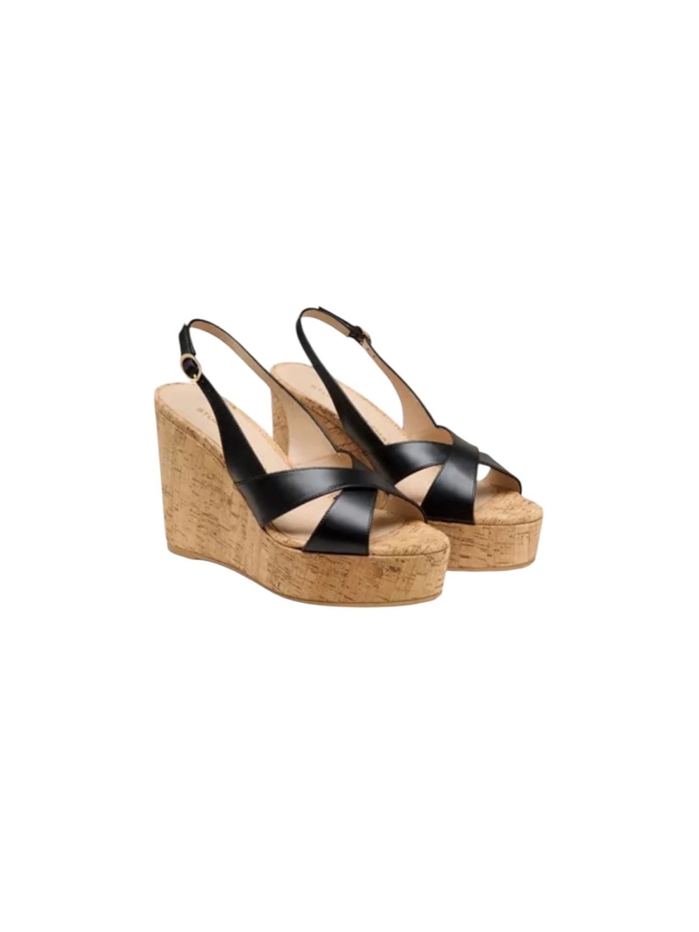 NWOB Stuart Weitzman Dayna Leather Cork Wedge Slingbacks Sz 7.5